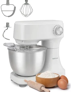 Betty Crocker 3.7-Quart Electric Stand Mixer With 10 Speeds, 12-5/8”H x 14”W x 8”D, White