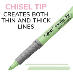 BIC Brite Liner Grip Highlighters, Chisel Tip, Assorted Barrel, Assorted Pastel Ink, Pack Of 6 Highlighters