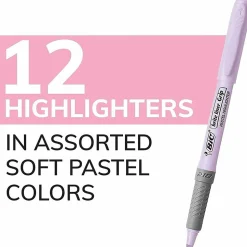 BIC Brite Liner Grip Highlighters, Assorted, 12 Pack - 1.6 mm Marker Point Size - Chisel Marker Point Style - GBLD11AST
