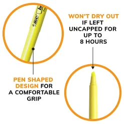 BIC Brite Liner Highlighters, Chisel Tip, Yellow, Box Of 12