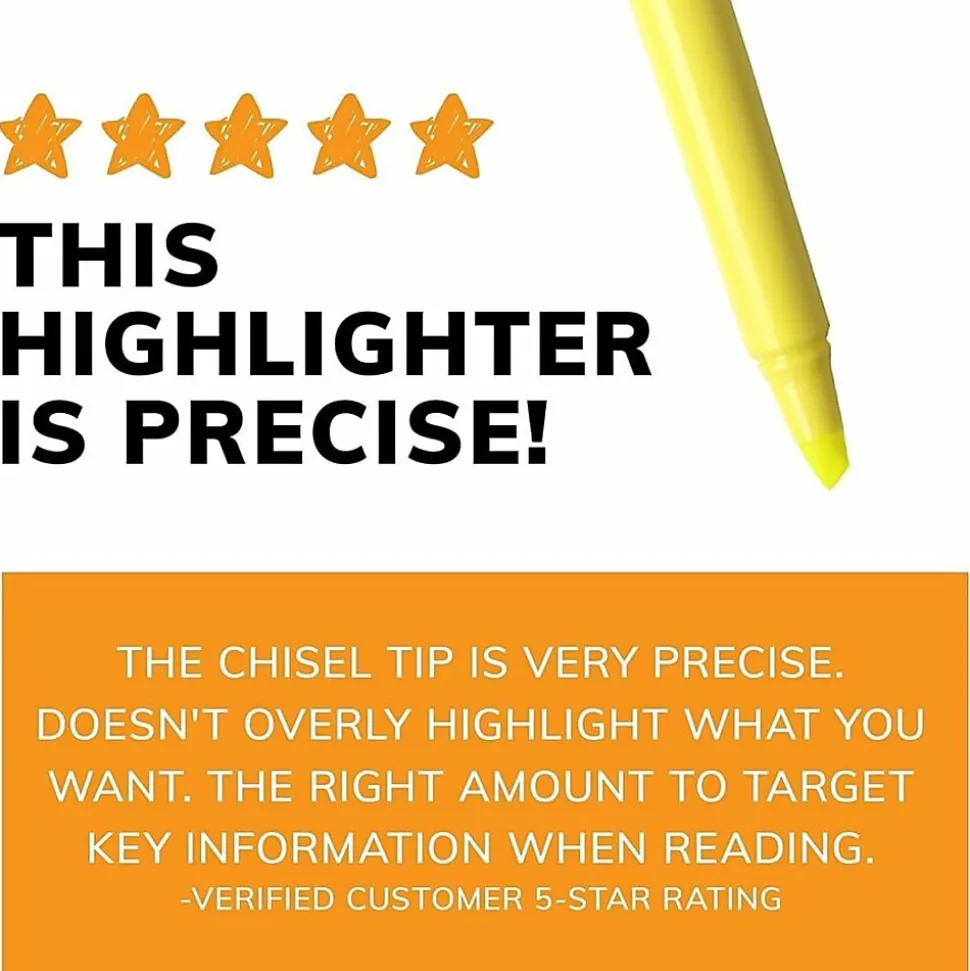 BIC Brite Liner Highlighters, Chisel Tip, Yellow, Box Of 12