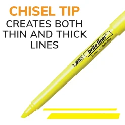 BIC Brite Liner Highlighters, Chisel Tip, Yellow, Box Of 12