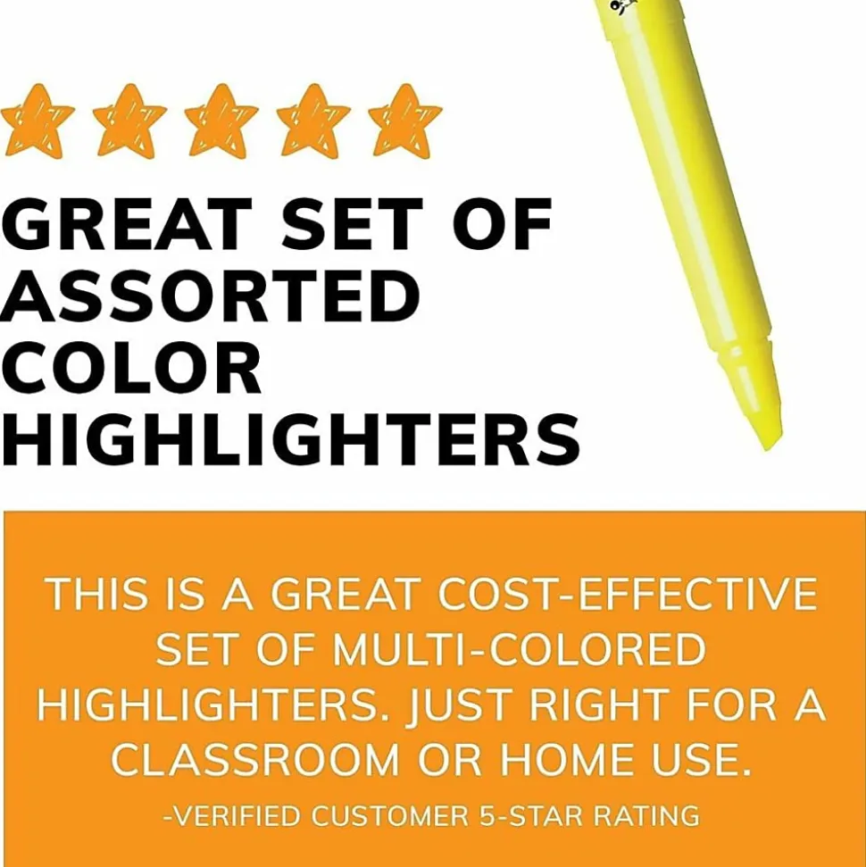 BIC Brite Liner Highlighters Pocket Style, Chisel Tip, Assorted, Box Of 24
