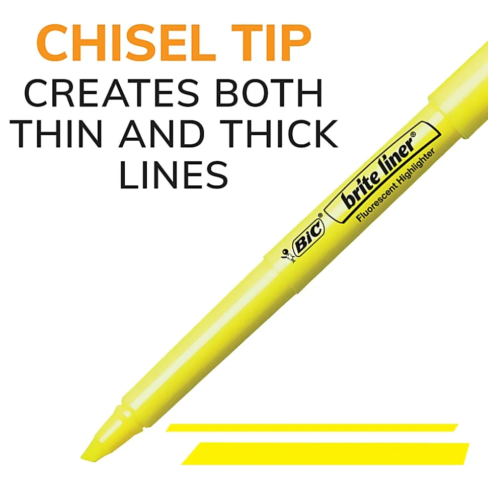 BIC® Brite Liner® Highlighters, Chisel Tip, Blue, Box Of 12
