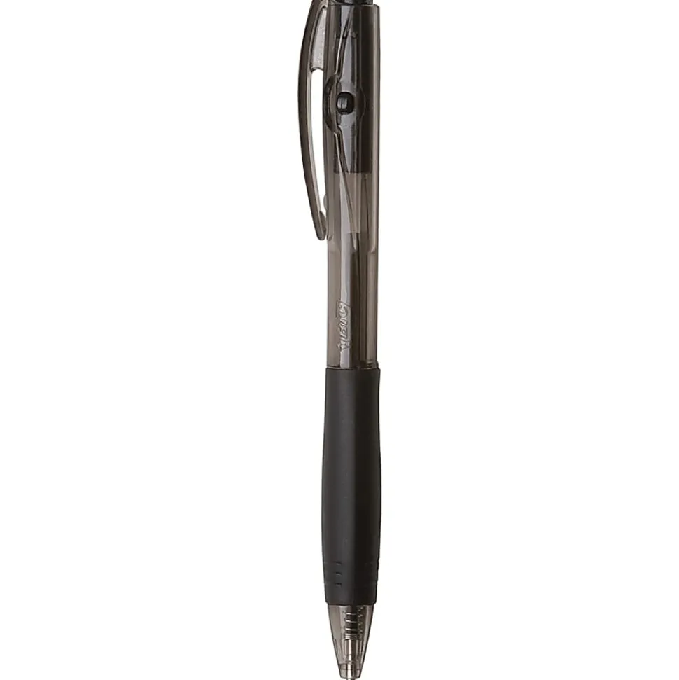 BIC BU3 Grip Retractable Ball Pens, Medium Point, 1.0 mm, Clear Barrel, Assorted Ink Colors, Pack Of 18 Pens