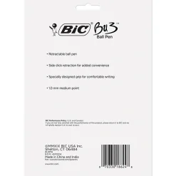 BIC BU3 Grip Retractable Ball Pens, Medium Point, 1.0 mm, Clear Barrel, Assorted Ink Colors, Pack Of 18 Pens