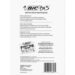 BIC BU3 Grip Retractable Ballpoint Pens, Medium Point, 1.0 mm, Clear Barrel, Black Ink, Pack Of 18 Pens