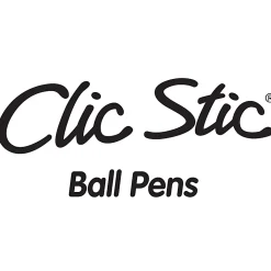BIC Clic Stic Retractable Ballpoint Pens, Medium Point, 1.0 mm, White Barrel, Black Ink, Pack Of 24
