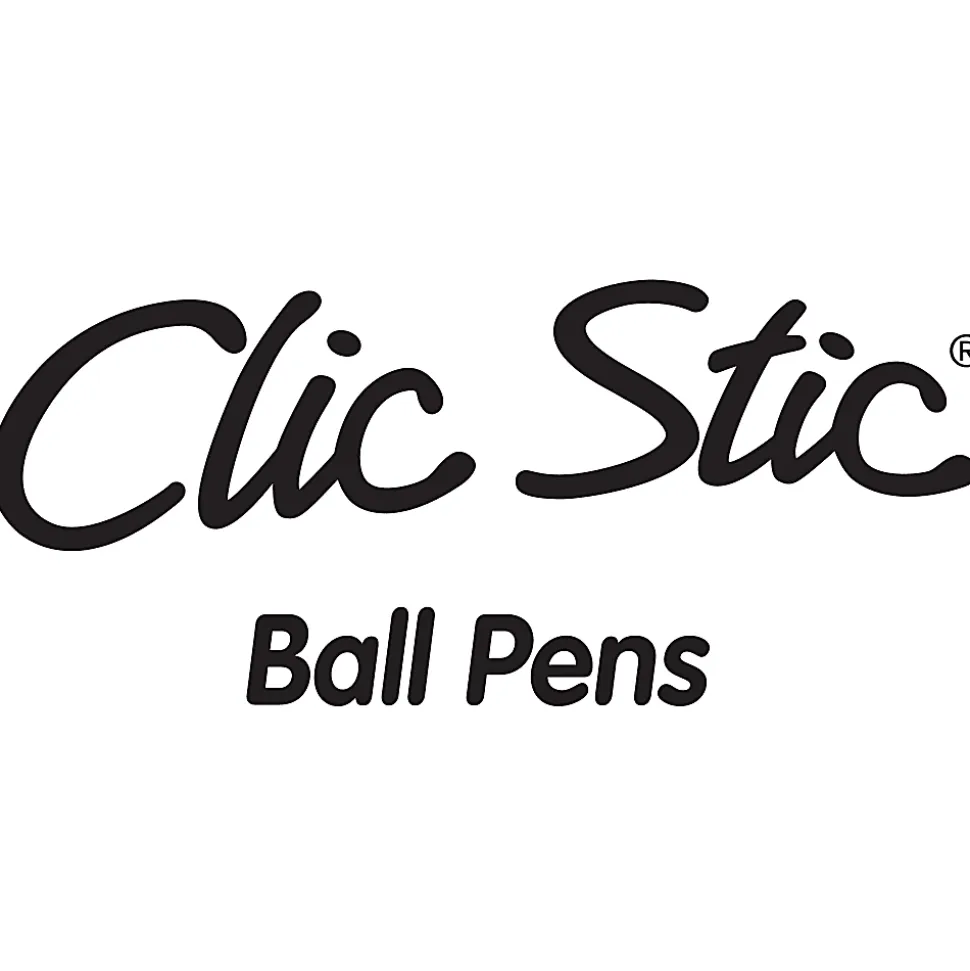 BIC Clic Stic Retractable Ballpoint Pens, Medium Point, 1.0 mm, White Barrel, Black Ink, Pack Of 12