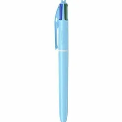 BIC 4-Color Retractable Ball Point Pen, Medium 1.0MM Point, Assorted Pastel Barrels, Assorted Ink Pack Of 3