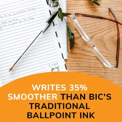 BIC® Cristal® Ballpoint Pens, Medium Point, 1.0 mm, Clear Barrel, Red Ink, Pack Of 12
