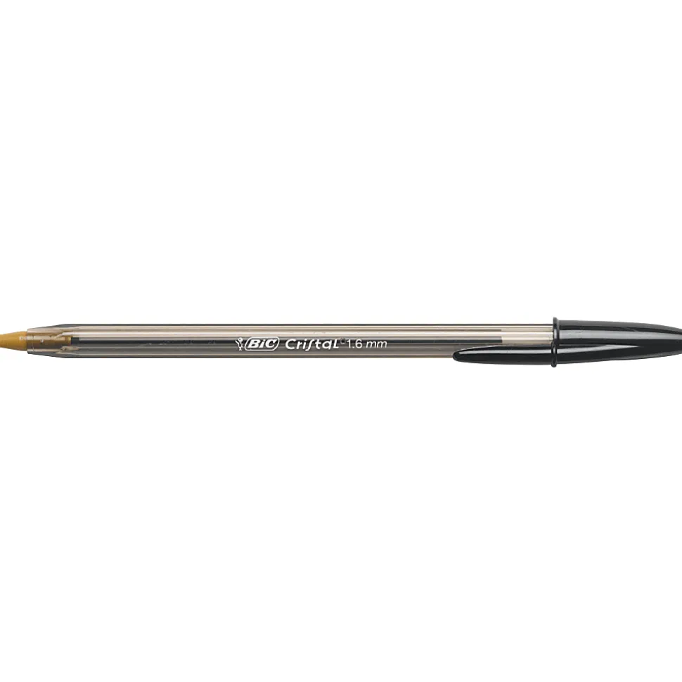BIC® Cristal® Bold Ballpoint Pens, Extra Bold Point, 1.6 mm, Translucent Smoked Barrel, Black Ink, Pack Of 24 Pens