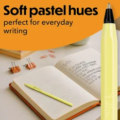 BIC Cristal Pastel Ballpoint Pens, Black Ink, Pastel Colored Barrels, Pens for Journaling, 24-Count Pack