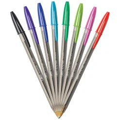 BIC Cristal Xtra Bold Ballpoint Pens, Bold Point, 1.6 mm, Translucent Barrel, Assorted Ink Colors, Pack Of 24 Pens