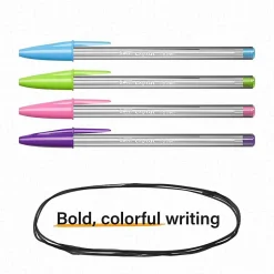 BIC Cristal Xtra Bold Ballpoint Pens, Bold Point, 1.6 mm, Translucent Barrel, Assorted Ink Colors, Pack Of 24 Pens