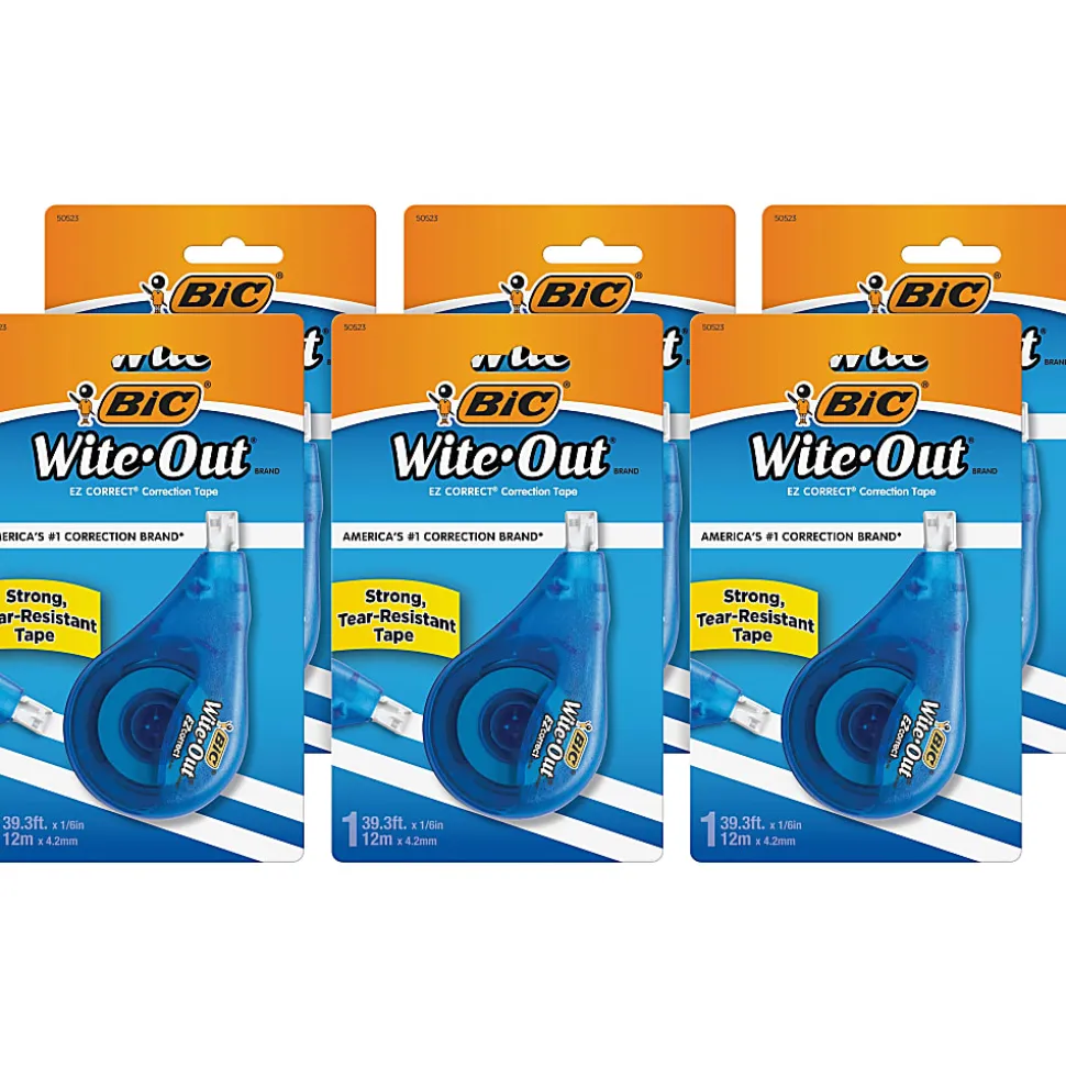 BIC EZ Correct Correction Tape - 0.20" Tapex 39.40 ft Tape - 1 Line(s) - White Tape - Ergonomic White Dispenser - WOTAPP11BX