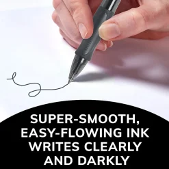BIC Gelocity Original Long Lasting Retractable Gel Pens, Medium Point, 0.7 mm, Black Barrel, Black Ink, Pack Of 12