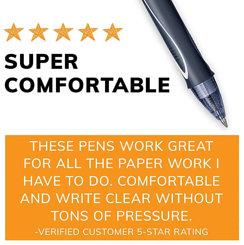BIC Gelocity Quick-Dry Retractable Gel Pens, Medium Point, 0.7 mm, Black Barrel, Black Ink, Pack Of 4 Pens