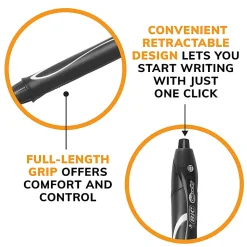 BIC Gelocity Quick-Dry Retractable Gel Pens, Medium Point, 0.7 mm, Black Barrel, Black Ink, Pack Of 4 Pens
