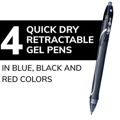 BIC Gelocity Quick-Dry Retractable Gel Pens, Medium Point, 0.7 mm, Assorted Barrel, Assorted Ink, Pack Of 4 Pens
