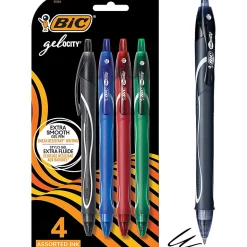 BIC Gelocity Quick-Dry Retractable Gel Pens, Medium Point, 0.7 mm, Assorted Barrel, Assorted Ink, Pack Of 4 Pens