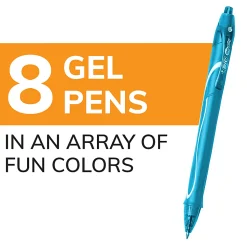 BIC Gelocity Quick Dry Retractable Gel Pens, Medium Point, 0.7 mm, Assorted Colors, Pack Of 8