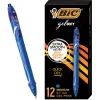 BIC Gelocity Quick Dry Retractable Gel Pens, Medium Point, 0.7 mm, Blue Barrel, Blue Ink, Pack Of 12