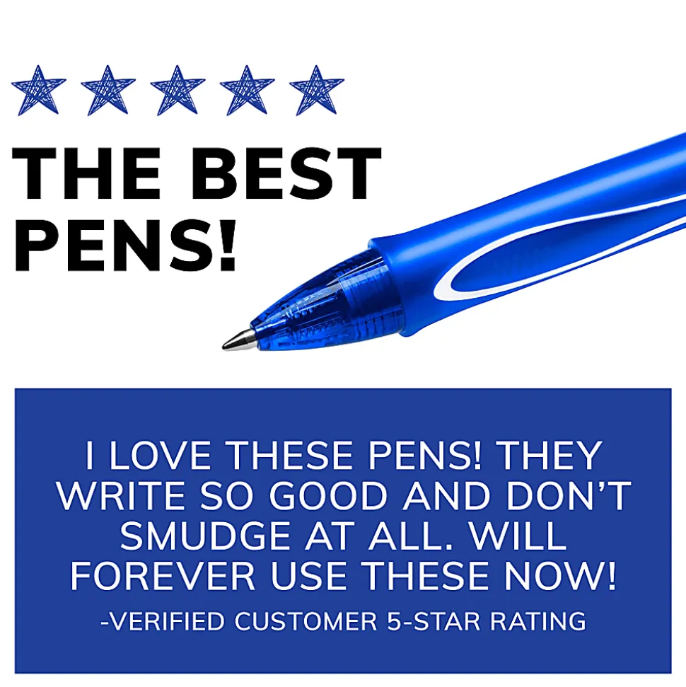 BIC Gelocity Quick Dry Retractable Gel Pens, Medium Point, 0.7 mm, Blue Barrel, Blue Ink, Pack Of 12
