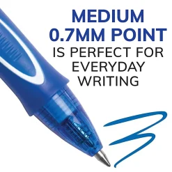 BIC Gelocity Quick Dry Retractable Gel Pens, Medium Point, 0.7 mm, Blue Barrel, Blue Ink, Pack Of 12