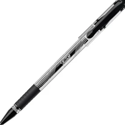 BIC Gelocity Stic Gel Pens, Medium Point, 0.7 mm, Clear Barrel, Black Ink, Pack of 8 Pens