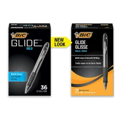 BIC® Glide® Bold Ballpoint Pens, Bold Point, 1.6 mm, Translucent Barrel, Black Ink, Pack Of 36