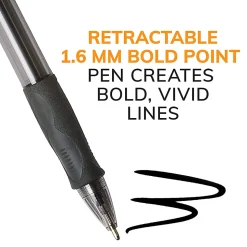 BIC® Glide® Bold Ballpoint Pens, Bold Point, 1.6 mm, Translucent Barrel, Black Ink, Pack Of 36
