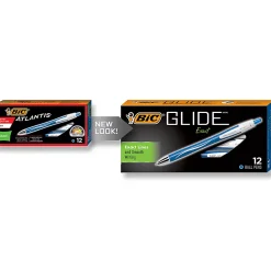 BIC® Glide⢠Exact Retractable Ballpoint Pens, Fine Point, 0.7 mm, Blue Barrel, Blue Ink, Pack Of 12 Pens