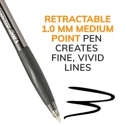 BIC Glide Retractable Ballpoint Pens, Medium Point, 1.0 mm, Clear Barrel, Black Ink, Pack Of 12