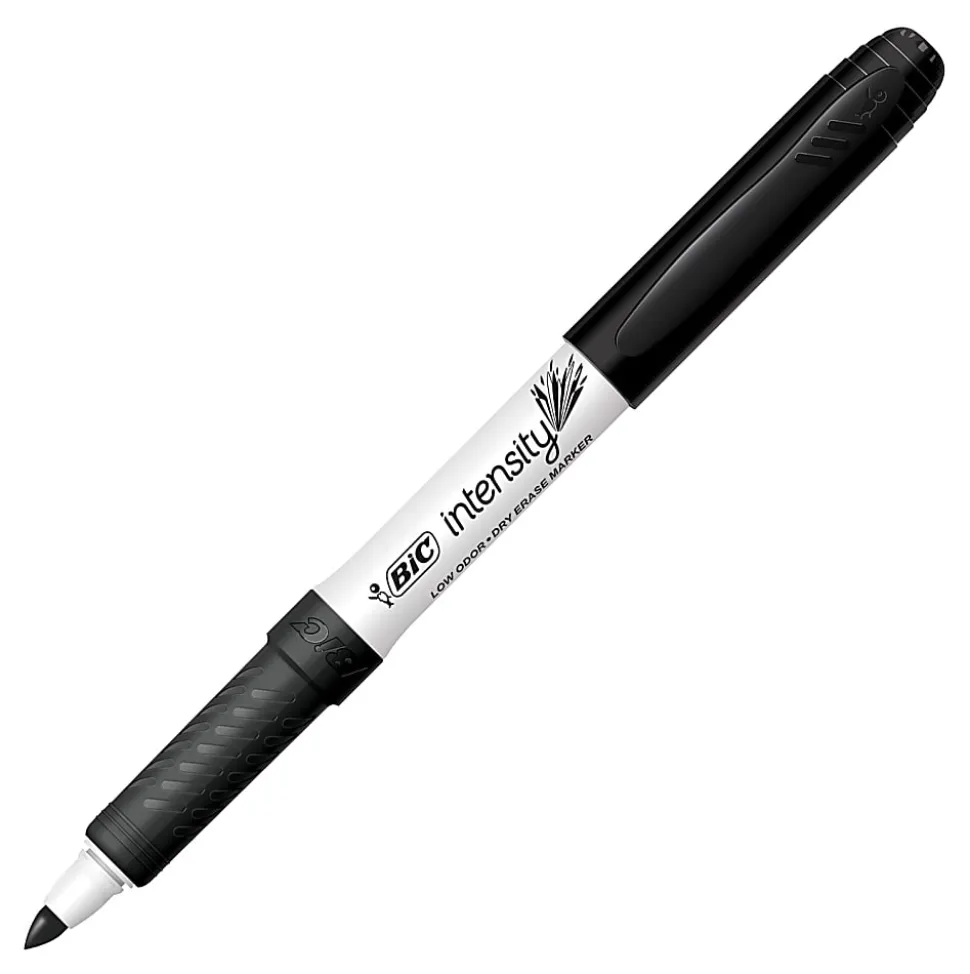 BIC® Great Erase® Grip Dry-Erase Markers, Fine Point, Black Ink, Box of 175