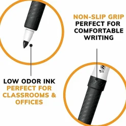 BIC® Great Erase® Grip Dry-Erase Markers, Fine Point, Black Ink, Box of 175