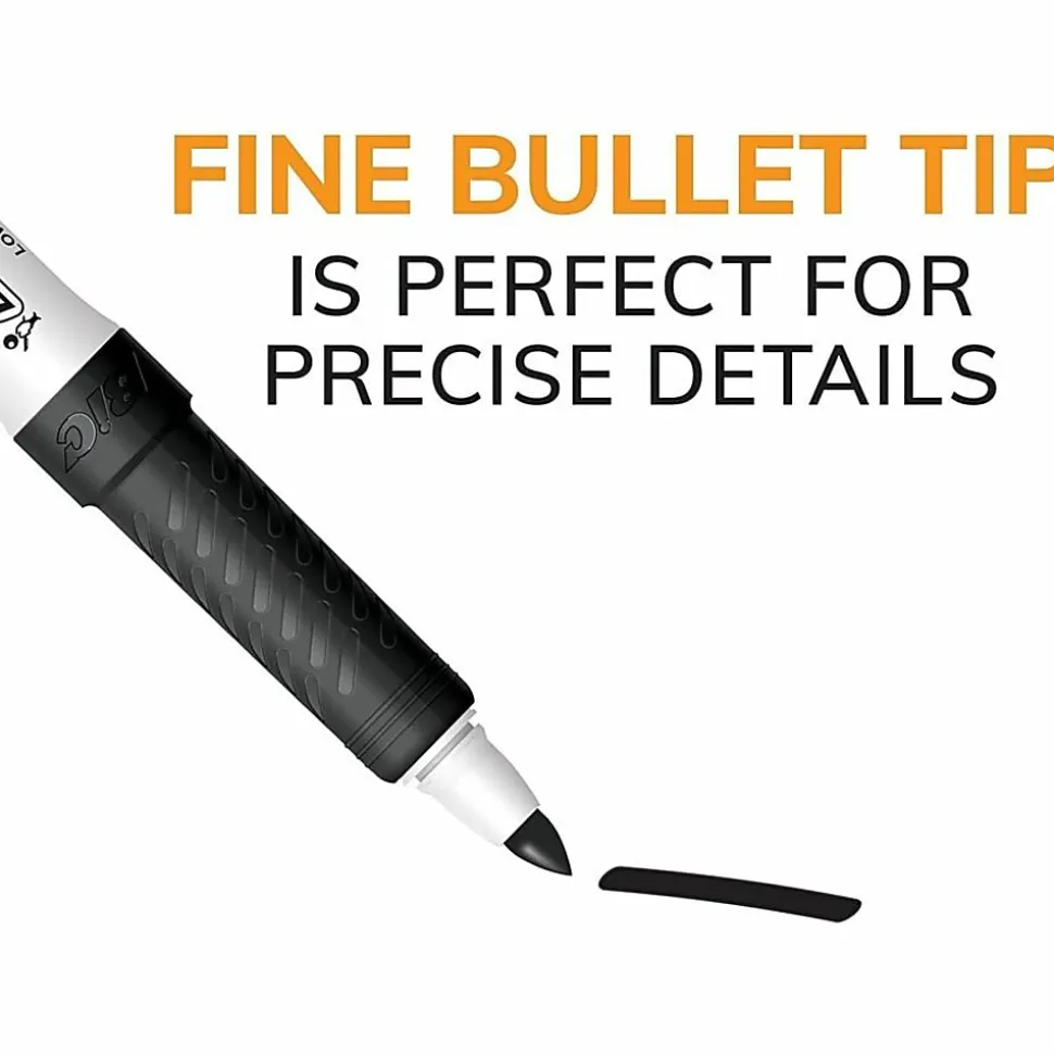 BIC® Great Erase® Grip Dry-Erase Markers, Fine Point, Black Ink, Box of 175