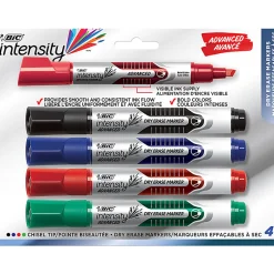 BIC Intensity Advanced Low Odor Dry-Erase Markers, Chisel Tip, Assorted Colors, Pack Of 4 Markers