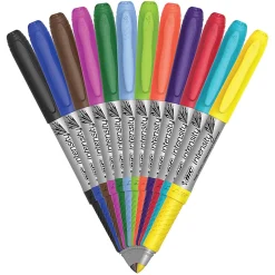 BIC Intensity Permanent Markers, Fine Point, Assorted Colors, Pack Of 12 Markers