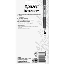 BIC Intensity Permanent Markers, Fine Point, Black Ink, Pack of 5