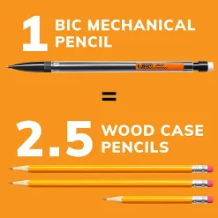 BIC Mechanical Pencils, Xtra Life, 0.7 mm, Black Barrel, Pack Of 12