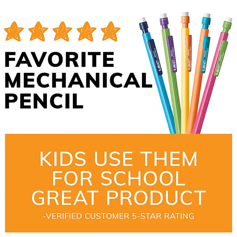 BIC Mechanical Pencils, Xtra Strong, 0.9 mm, Assorted Barrel Colors, Pack Of 24 Pencils