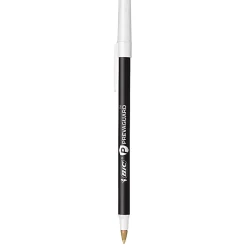 BICĀ® Prevaguard Round Stic Pens With Antimicrobial Additive, Medium Point, 1.0 mm, Black Barrel, Black Ink, Set Of 12 Pens