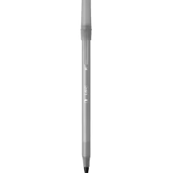 BIC® Prevaguard Round Stic Pens With Antimicrobial Additive, Medium Point, 1.0 mm, Black Barrel, Black Ink, Set Of 12 Pens