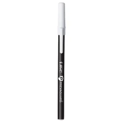 BIC® Prevaguard Round Stic Pens With Antimicrobial Additive, Medium Point, 1.0 mm, Black Barrel, Black Ink, Set Of 12 Pens