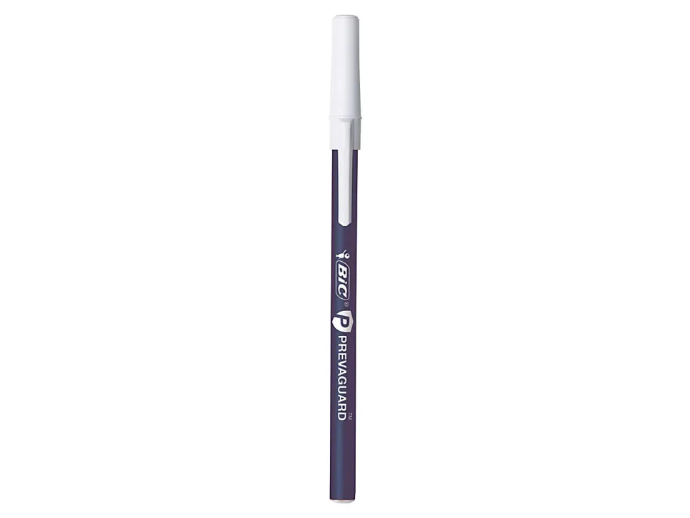 BIC® Prevaguard Round Stic Pens, Medium Point With Antimicrobial Additive, 1.0 mm, Blue Barrel, Blue Ink, Pack Of 12 Pens