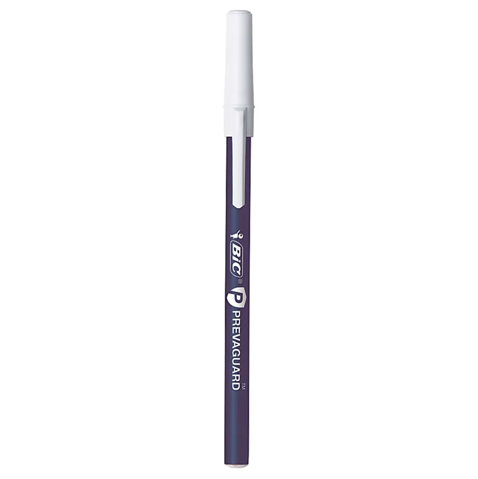 BIC® Prevaguard Round Stic Pens, Medium Point With Antimicrobial Additive, 1.0 mm, Blue Barrel, Blue Ink, Pack Of 12 Pens