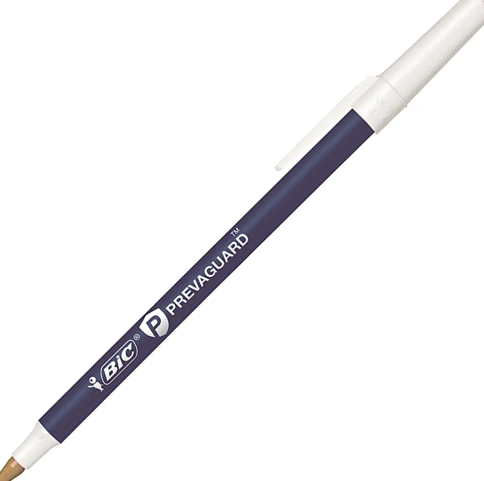 BIC® Prevaguard Round Stic Pens With Antimicrobial Additive, Medium Point, 1.0 mm, Blue Barrel, Blue Ink, Pack Of 60 Pens