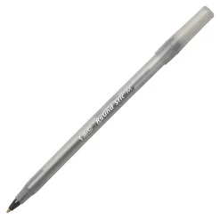 BIC Round Stic Xtra Life Ballpoint Pens, Medium Point, 1.0 mm, Translucent Barrel, Black Ink, Box Of 240 Pens