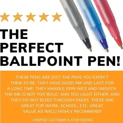 BIC Round Stic Xtra Life Ballpoint Pens, Medium Point, 1.0 mm, Translucent Barrel, Black Ink, Pack Of 36 Pens